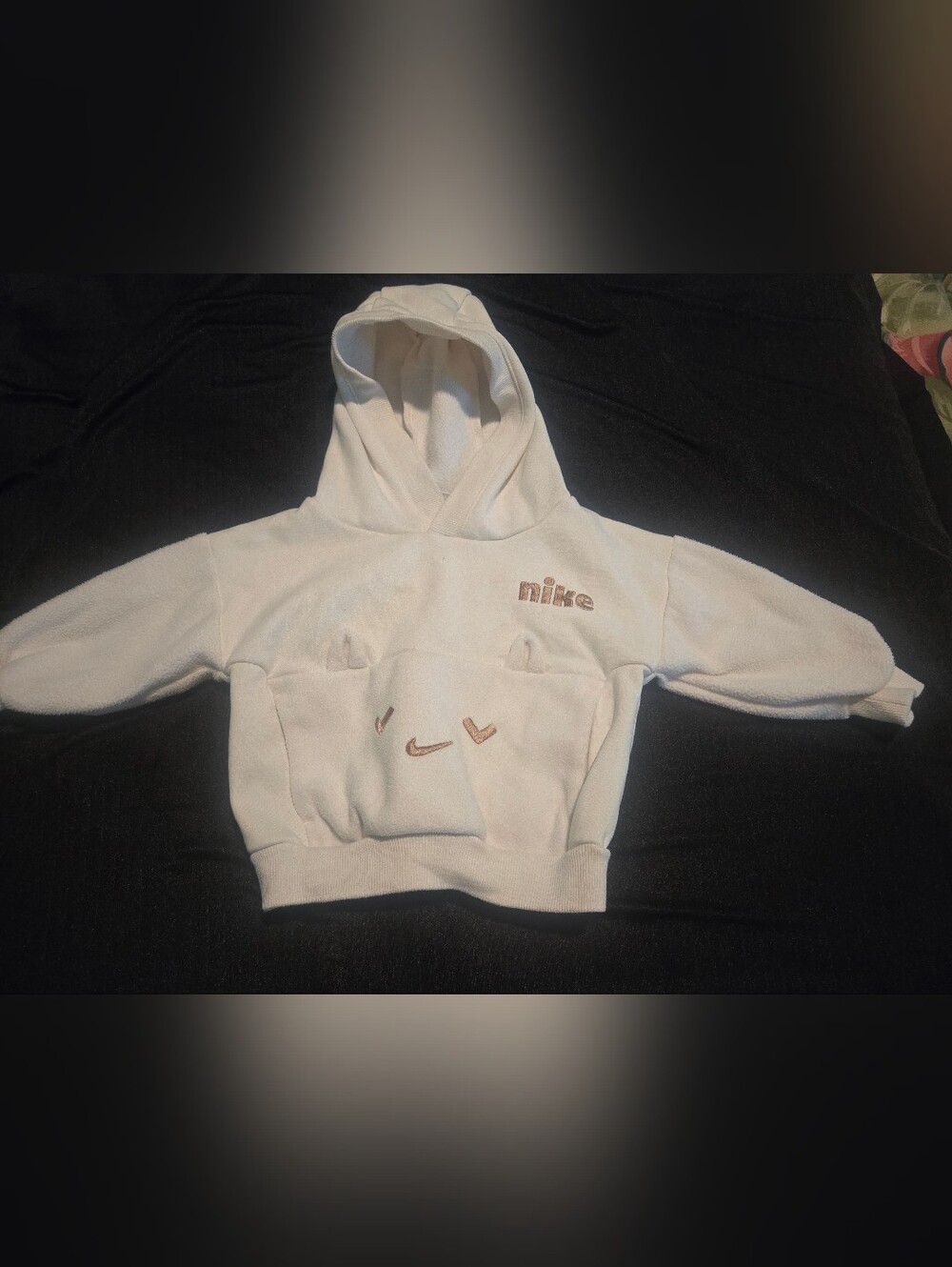 Nike Kids Cream Pullover Hoodie with Embroidered Swoosh Accents